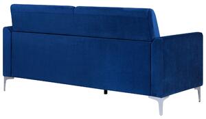 Sofa trzyosobowa welurowa do salonu tapicerowana metalowe nóżki niebieska Fenes Beliani