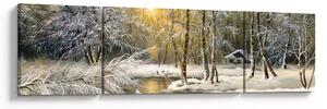 Obraz - Domek w lesie, obraz olejny (170x50 cm)