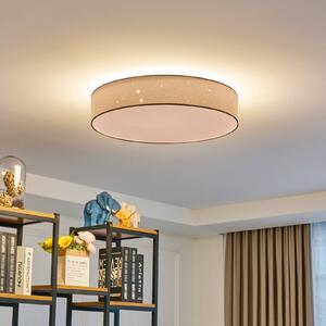 Lampa sufitowa LED Ellamina Lindby, możliwość ściemniania, biały / opal, salon / jadalnia, tkanina / materiał / jedwab, nowoczesny