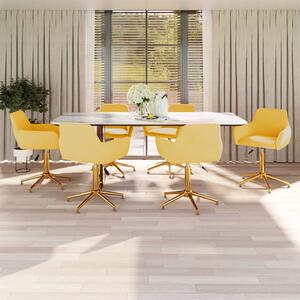 Obrotowe krzesła stołowe, 6 szt., żółte, aksamitne