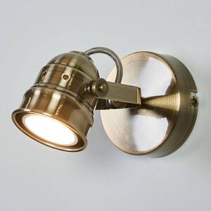 Kinkiet Leonor Lindby, możliwość ściemniania, brązowy / mosiężny, salon / jadalnia, metal, antyczny