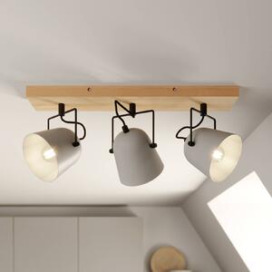 Lindby Adalin lampa sufitowa, 3-punktowa, szara Lindby, możliwość ściemniania, jasne drewno, salon / jadalnia, drewno, nowoczesny