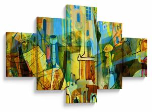 Obraz - Architektura, abstrakcja kubistyczna (125x70 cm)