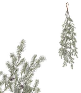 Sztuczna zwisająca gałąź świerkowa z szyszkami, 100 cm, pokryta szronem