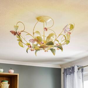 Luminex Lampa sufitowa BUTTERFLY, kremowa/zielona/różowa, stal szlachetna, 5-punktowa
