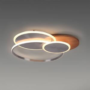 Paul Neuhaus Lampa sufitowa LED Palma, drewno, CCT, 65cm, ściemniana