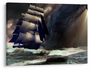 Obraz - Statek między klifami (70x50 cm)