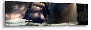 Obraz - Statek między klifami (170x50 cm)