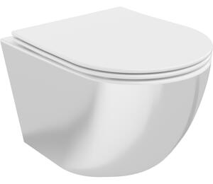 Mexen Lena miska wc Rimless z deską wolnoopadającą slim, duroplast, biała/srebrna - 30224004