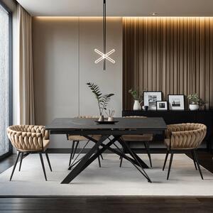 Stół Rozkładany Prostokątny MAXIME 160-240 cm Ceramiczny Czarny Marmur do Jadalni Nowoczesny Loft