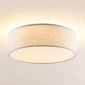 Lampa sufitowa LED Ellamina Lindby, biały / opal, salon / jadalnia, tkanina / materiał / jedwab, nowoczesny