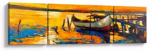 Obraz - Łódź o zachodzie słońca (170x50 cm)