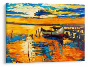 Obraz - Łódź o zachodzie słońca (70x50 cm)