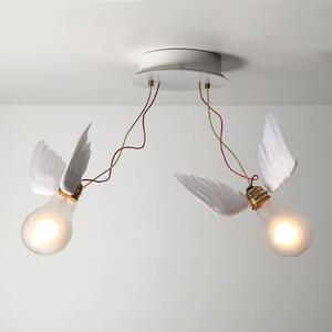 Ingo Maurer Lampa sufitowa designerska Lucellino Doppio, możliwość ściemniania, biały / opal, salon / jadalnia, design