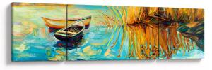Obraz - Jezioro z łodziami (170x50 cm)
