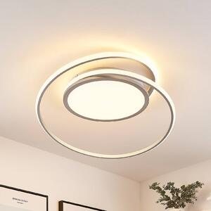 Lampa sufitowa LED Noud Lucande, możliwość ściemniania, aluminiowy / szary / cynkowy, sypialnia, metal, nowoczesny