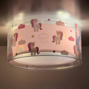 Dalber Lampa sufitowa UNICORNS, możliwość ściemniania, fioletowy / różowy / bladoróżowy, pokój dziecięcy, tworzywo sztuczne