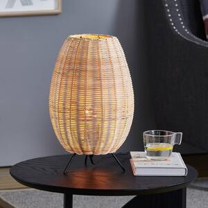 Lampa stołowa Lindby Oliana, rattan, Ø 23 cm, E27