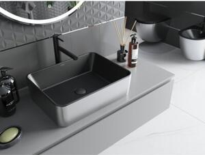 Mexen Catia umywalka nablatowa 48 x 37 cm, czarna mat/srebrna - 21314874