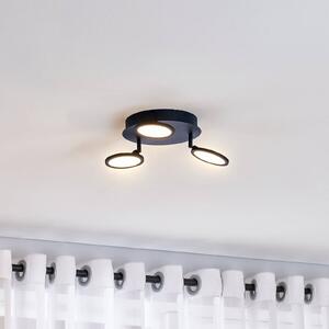 Lindby Lampa sufitowa LED Manel, czarna, żelazo, Ø 22 cm