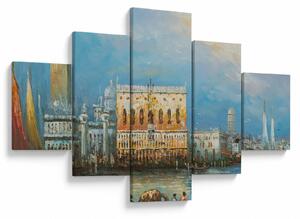 Obraz - Gondola przejeżdżająca przez Wenecję, obraz olejny (125x70 cm)