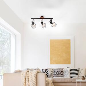 JUST LIGHT. GmbH Lampa sufitowa Jaro regulowana czarna/drewno 3-punktowa