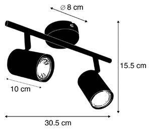 QAZQA Reflektor sufitowy Jeana, 2-punktowy, czarny