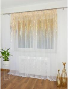 Firana gotowa woalowa 300x250 cm - biaÅa, zÅoty deszczyk, taÅma marszczÄ ca