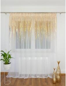 Firana gotowa woalowa 300x250 cm - biaÅa, zÅoty deszczyk, taÅma marszczÄ ca