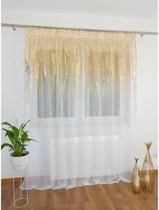 Firana gotowa woalowa 300x250 cm - biaÅa, zÅoty deszczyk, taÅma marszczÄ ca