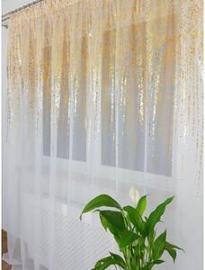 Firana gotowa woalowa 300x250 cm - biaÅa, zÅoty deszczyk, taÅma marszczÄ ca