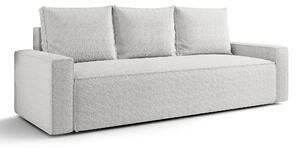 Biała sofa rozkładana boucle z pojemnikiem T7-A72