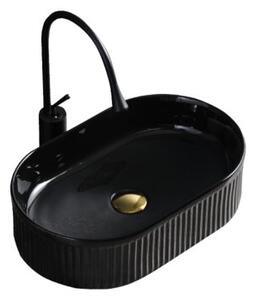 Umywalka nablatowa HYDROSAN ELIX-BL-490 Owalny Czarny połysk