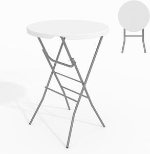Składany okrągły stół barowy Ø80x110 cm, blat HDPE, wodoodporny, na imprezy i do ogrodu, wytrzymały do 160 kg