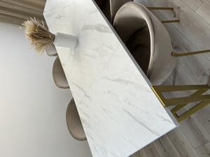 Stół TOP 120x80 w stylu glamour loft rozkładany do 220 cm zlote nogi blat marmur bianco black pietra