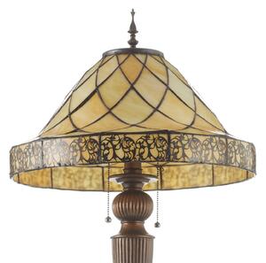 Clayre&Eef Lampa stojąca tiffany DIAMOND, kremowy / amber, salon / jadalnia, szkło, tiffany