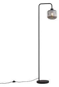 Designerska lampa podłogowa czarna z przydymionym szkłem - Ana