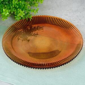 Talerz deserowy szklany bursztynowy 21 cm