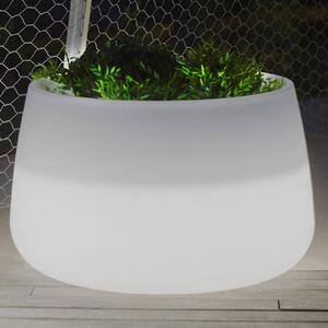 Sadzarka solarna LED Camelia firmy Newgarden, akumulator, Ø 59 cm, biała