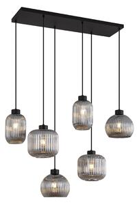 Designerska lampa wisząca czarna z przydymionym szkłem 6-źródłowa - Ana