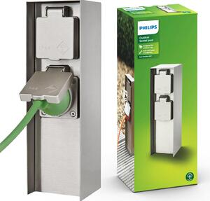 Elektryczny Supek Ogrodowy 23cm 2x Gniazdko 230V Typ E IP44 Rock Philips