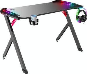 Biurko gamingowe DEFENDER Spirit RGB Czarny