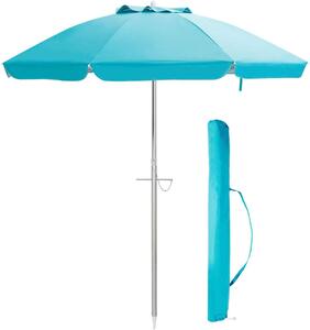 Parasol 198 cm, parasol plaowy z kotwic, odchylany parasol ogrodowy, parasol z torb, okrgy parasol przeciwsoneczny UV50+ (niebieski)