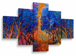 Obraz - Jesienne korony drzew, nowoczesny impresjonizm (125x70 cm)