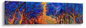 Obraz - Jesienne korony drzew, nowoczesny impresjonizm (170x50 cm)