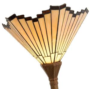 Clayre&Eef Lampa stojąca tiffany MARLA, brązowy / mosiężny, salon / jadalnia, szkło, tiffany