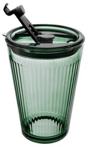 Kubek szklany z pokrywką i słomką VERDE 450 ML