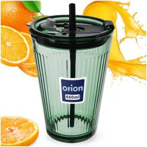 Kubek szklany z pokrywką i słomką VERDE 450 ML