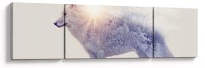 Obraz - Wilk arktyczny odzwierciedla dziki krajobraz (170x50 cm)