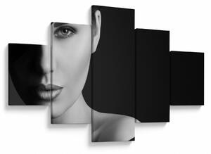 Obraz - Czarno - biały portret kobiety w kapeluszu (125x70 cm)